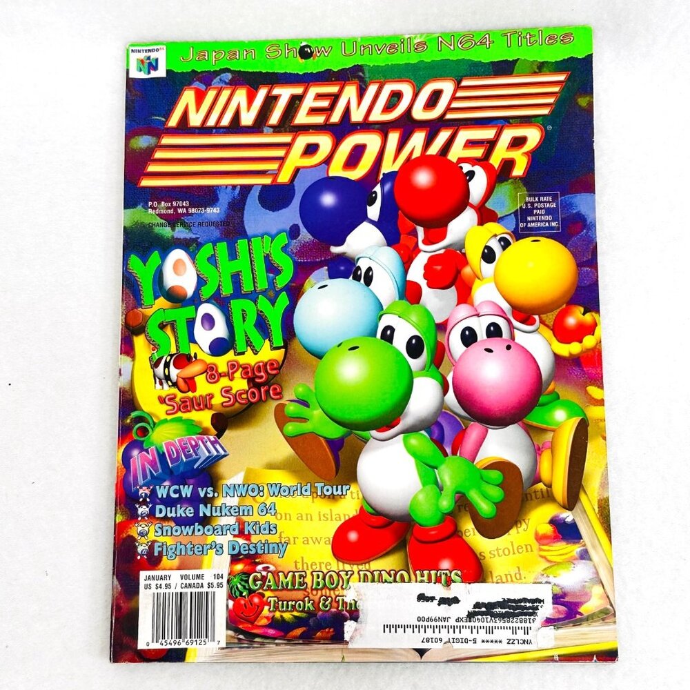 Nintendo Power Magazine #104 Jan 1998 Yoshi's Story Calendar/Magazine/Poster